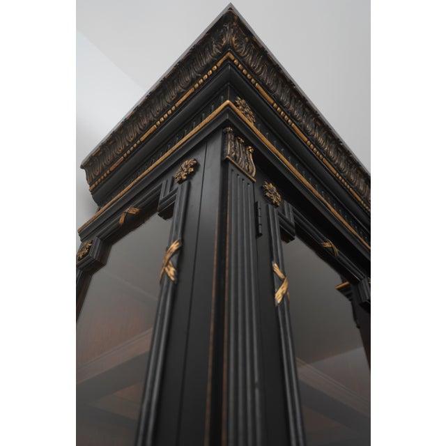 Hickory White Regency Black & Gold Breakfront Bookcase For Sale - Image 14 of 18