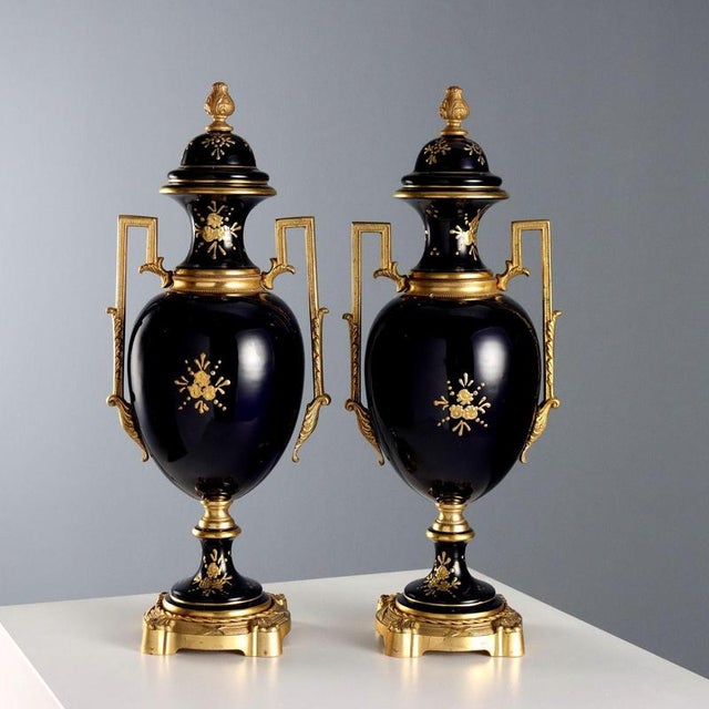 Porcelain and Gilded Bronze Vases For Sale - Image 10 of 11