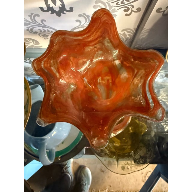 1970s Vintage 1970''s Art Glass Tulip Swirl Vase For Sale - Image 5 of 7