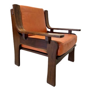 1960s Italian Mid Century Rosewood and Leather Lounge Chair For Sale