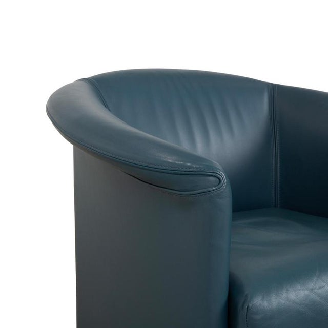 Wittmann Chair in Blue Leather from Wittmann For Sale - Image 4 of 13