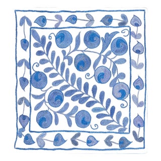 Traditional Handmade Silk Embroidery Suzani Textile Cushion Cover. 17"x18" For Sale