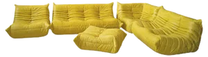 Yellow Pull-Up Dubai Leather Living Room Set by Michel Ducaroy for Ligne Roset, 1970s, Set of 5