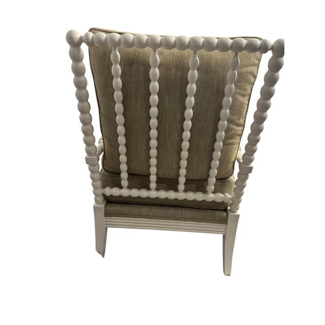 Jenny Lind Style Spool Chair and Matching Ottoman in White For Sale - Image 12 of 18