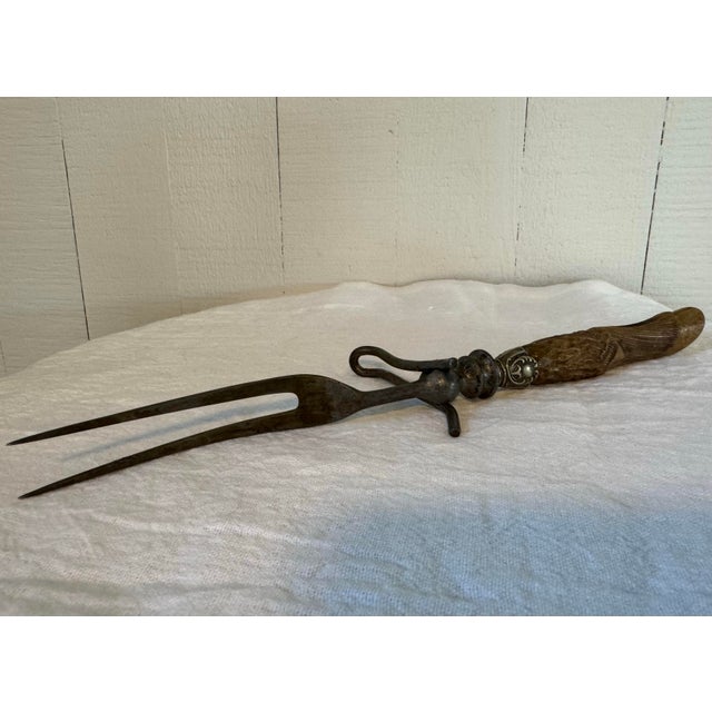 Late 19th Century Antique English Antler Carving Fork With Hoof Handle For Sale - Image 5 of 12