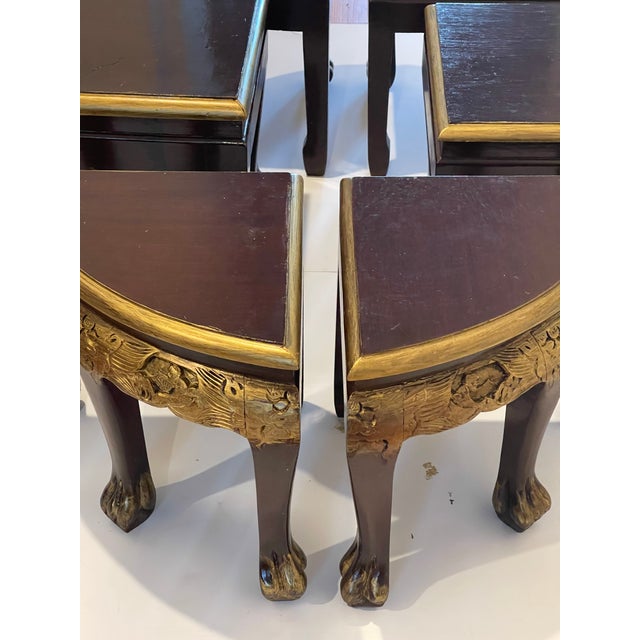 20 Th C Vintage Chinese Chinoiserie Stools Set 6 Carved For Sale - Image 4 of 5