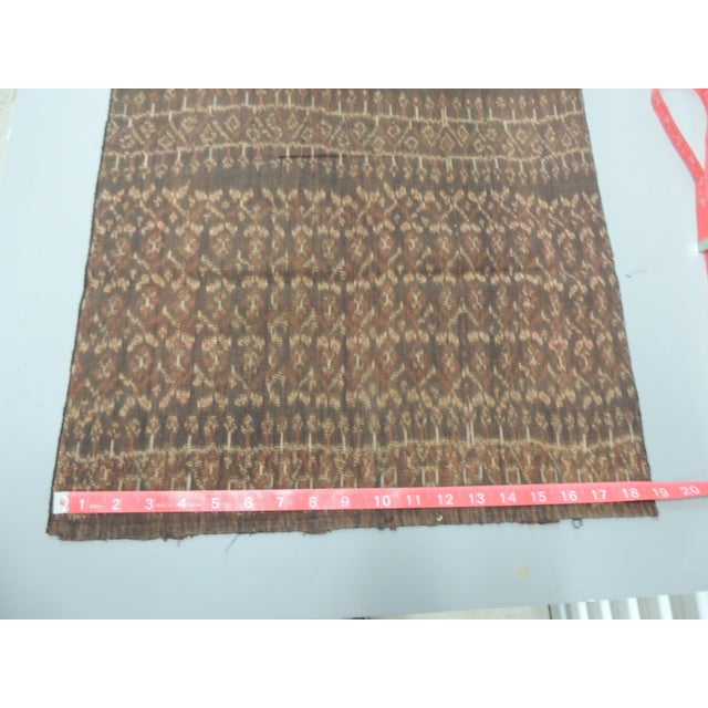 Vintage Brown and Tan Woven Cotton Ikat Textile For Sale - Image 10 of 11