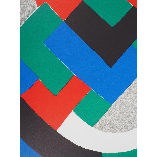 Modern Sonia Delaunay, Blue, Green and Red Composition, Lithograph For Sale - Image 3 of 5