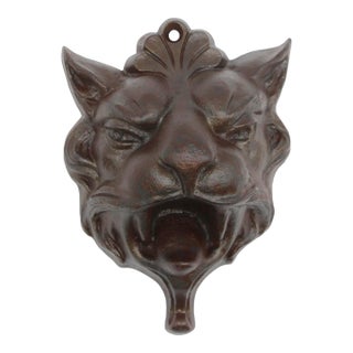 Antique Cast Iron Lion Head Wall Mount Applique For Sale