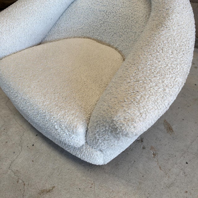 1950s Pair of Vintage 1950s French-Style Plush Ivory Lounge Chairs After Royere For Sale - Image 5 of 13