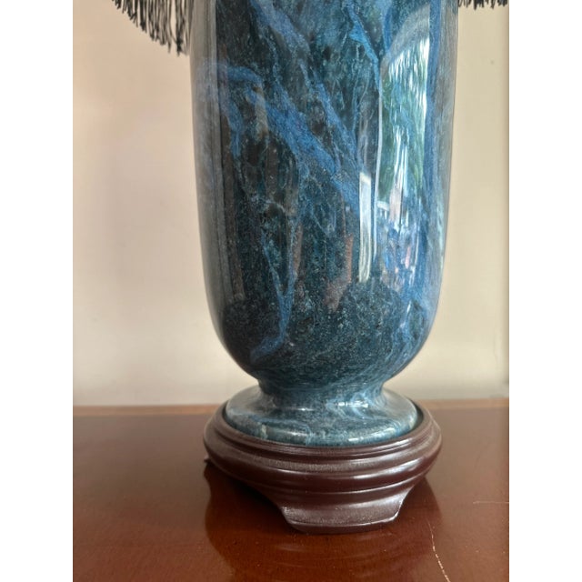 Postmodern Monumental Blue Vintage Stone Vase Lamp (Shade Not Included) For Sale - Image 3 of 4