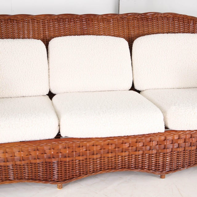 Wood Rattan Living Room Set, 1970s, Set of 3 For Sale - Image 7 of 18
