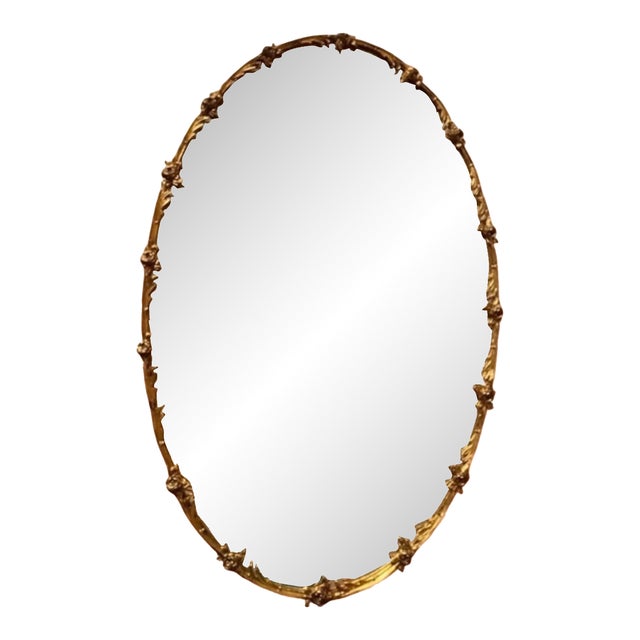 Vintage Hollywood Regency Gold-Plated Mirrored Vanity Tray For Sale