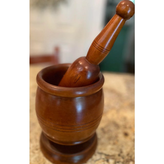 Antique 18th Century Early American Hand Turned Mortar and Pestle For Sale - Image 4 of 7