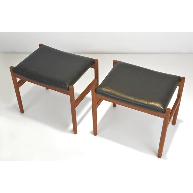 Black Teak Ottomans by Hugo Frandsen, 1960s, Set of 2 For Sale - Image 8 of 11