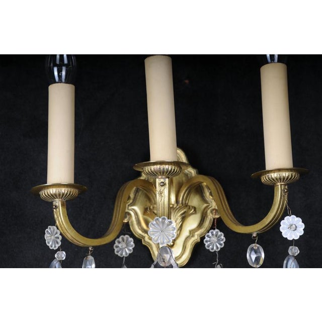 Vintage French Crystal Sconces, 1930s, Set of 2 For Sale - Image 9 of 14