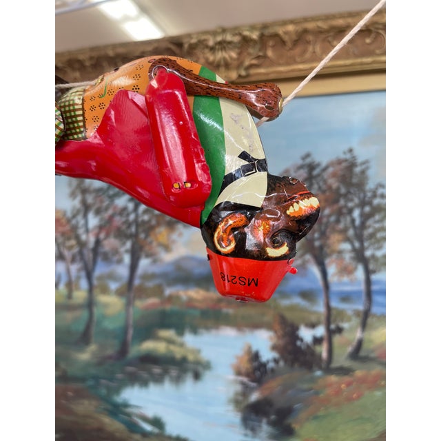 Vintage Mid-Century Tin Acrobat Monkey Toy Ms218 Made in China For Sale - Image 4 of 13