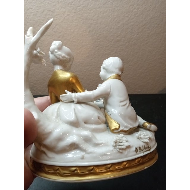 RARE Signed Archimede Seguso Murano Italy Bisque 6" Porcelain Figurine. The delicate lace & florals are completely intact....