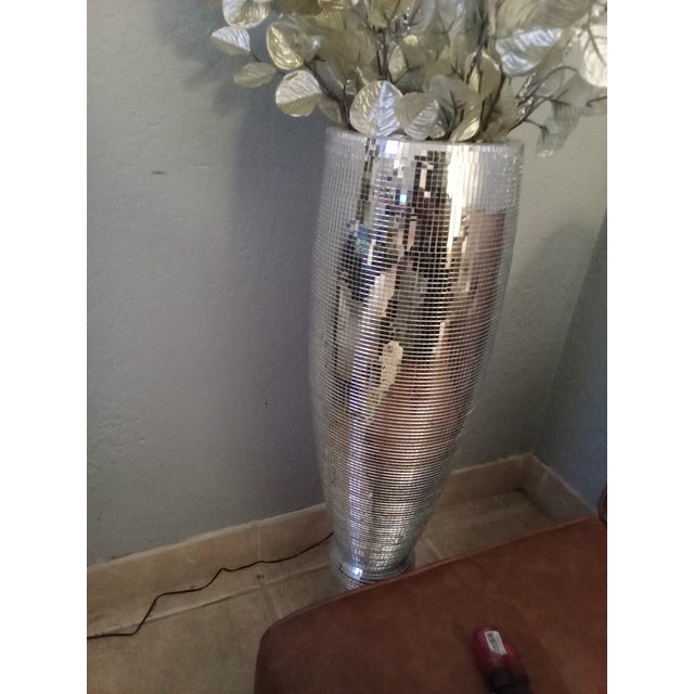 Deco 79 Polystone Decorative Vase Tall Champagne Flute Shape Centerpiece Vase with Mosaic Mirror Inlay, Flower Vase for...