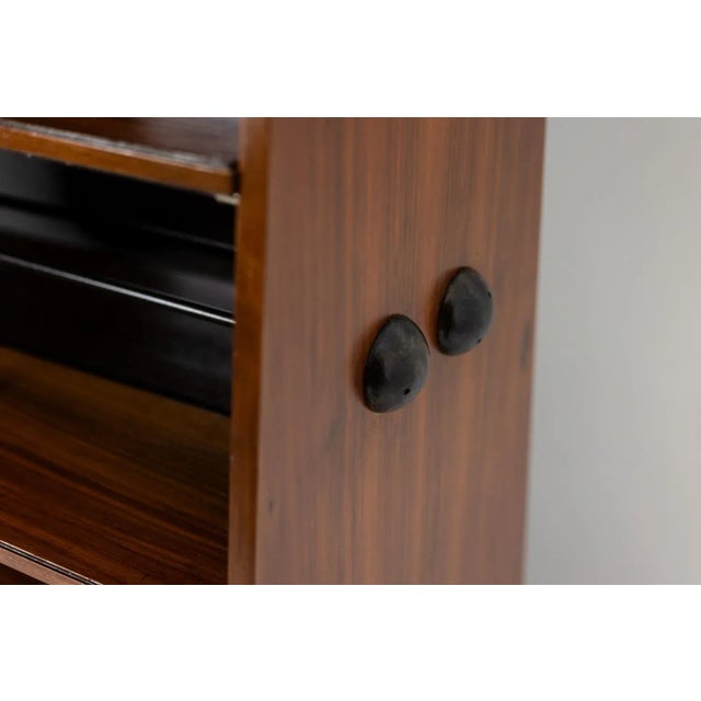 Wood Double-Sided Rosewood Bookcase on Casters, 1960 For Sale - Image 7 of 9