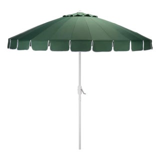 Panza 9 Ft Crank Umbrella, Green/White Pole For Sale