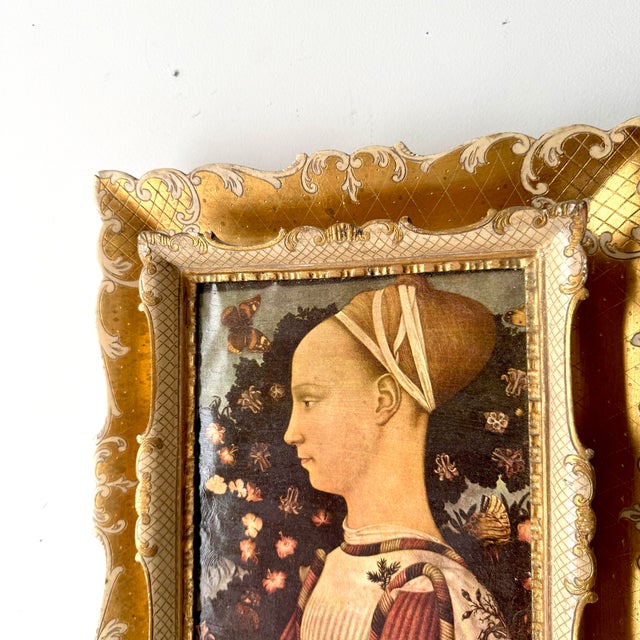Mid 20th Century Portrait of Ginevra d'Este Gilt Framed Renaissance Print For Sale - Image 4 of 6