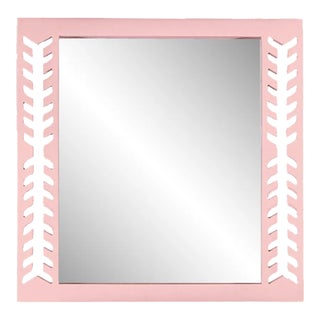Fleur Home Audubon Spruce Square Mirror in Authentic Pink, 36x36 For Sale