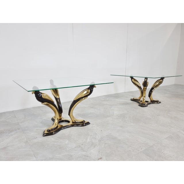 Black Brass Bird Coffee Tables, 1970s, Set of 2 For Sale - Image 8 of 9