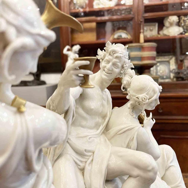 Large Bacchanal Triumph of Bacchus Sculptural Group in White and Gold Porcelain by Giuseppe Cappé, 1962 For Sale - Image 9 of 12