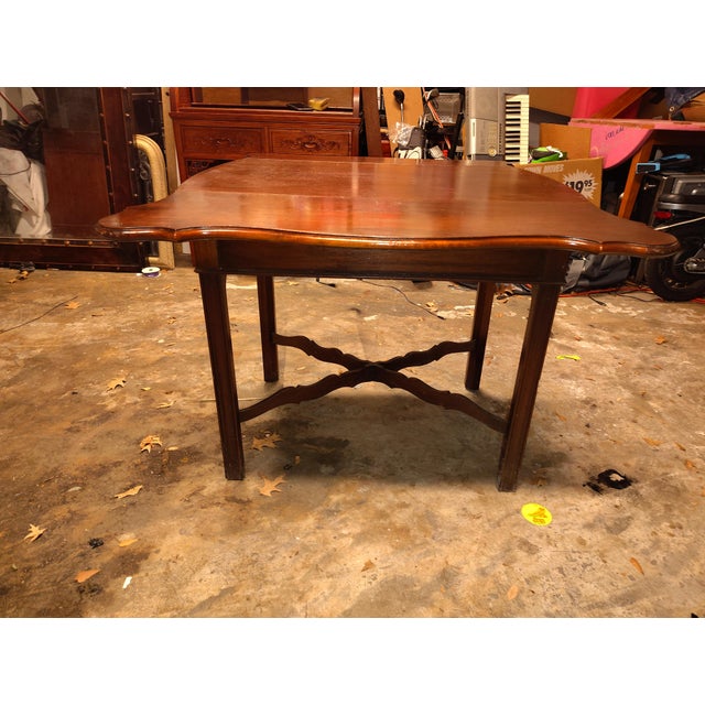 Art Deco Vintage Hekman Queen Anne–Style Burl Drop-Leaf Side Table For Sale - Image 3 of 5