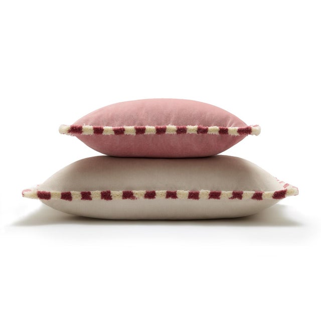 Pink & Ivory Fringed Cushions – Set of Two A sophisticated dialogue of color and texture, this exclusive set pairs the...