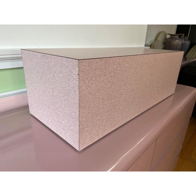 1980 Pink Formica pedestal, unusual horizontal pedestal. Original owner custom made them