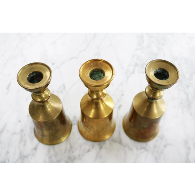 Vintage Danish Brass Candlesticks from Boyes Metalkunst, 1960s, Set of 3 For Sale - Image 4 of 7