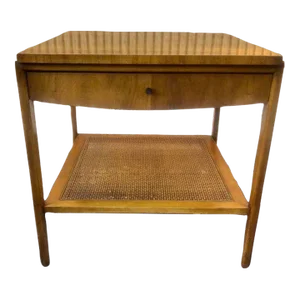 Mid 20th Century John Widdicomb Walnut and Cane Single Drawer End-Side Table