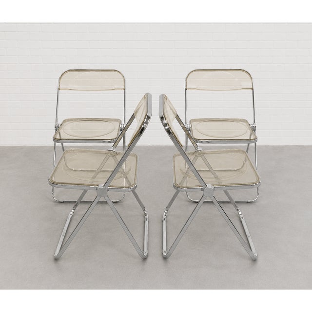 Mid Century Modern Italian Lucite "Plia" Folding Chairs by Giancarlo Piretti for Castelli, C. 1970s For Sale - Image 10 of 14