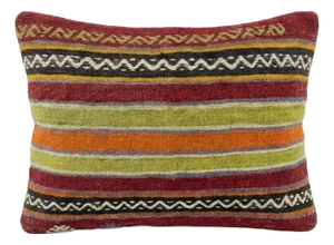 Turkish Kilim Lumbar Pillow Cover 15'' X 23''