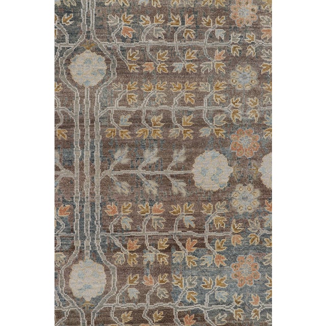 Contemporary Rug & Kilim’s Modern Block Print Rug in Teal Blue with Geometric-Floral Patterns - 14x20 For Sale - Image 3 of 7