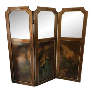 Antique Verni Martin Reversible Painted Folding Screen