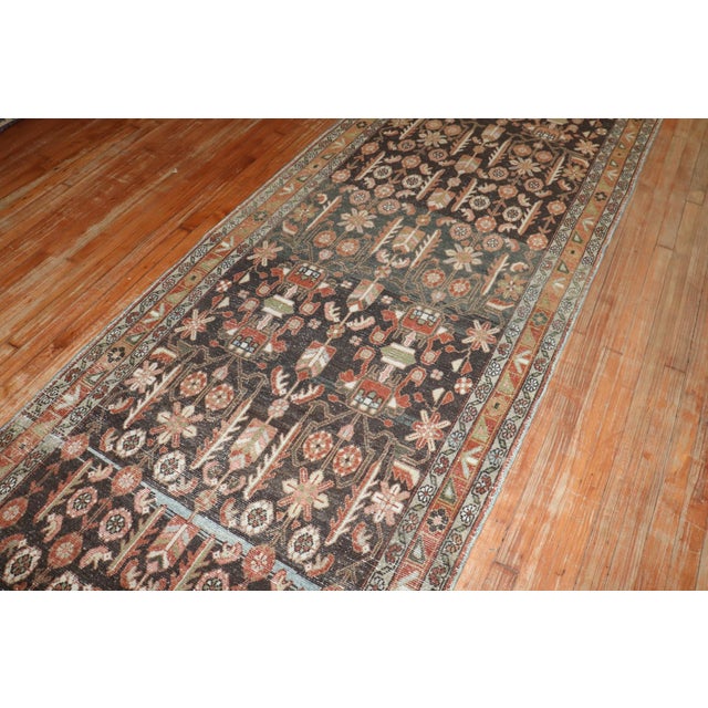 Persian Brown Antique Persian Malayer Wide Runner rug no.j3360 For Sale - Image 3 of 12