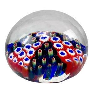 Vintage Italian Murano Millefiori Art Glass Paperweight
