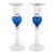 Pair of Vintage Hand-Blown Cobalt Blue Candlestick Holder For Sale