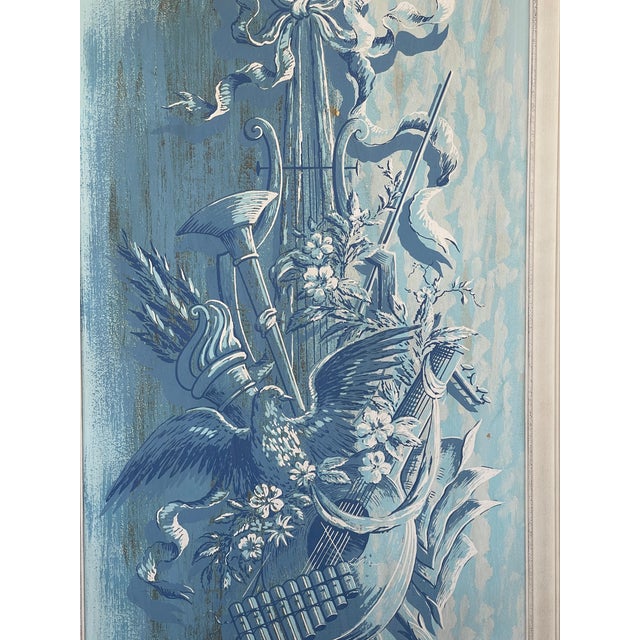 Blue Pair Rare Italian Hand Painted Pastoral Panels, Harvest Time, Duane Perrigo For Sale - Image 8 of 12
