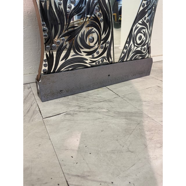 Murano Etched Glass Floor Mirror With Integrated Console Shelf 1950s For Sale - Image 10 of 10
