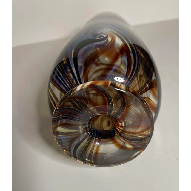 Gorgeous Art Glass Vase with rich brown swirled through.