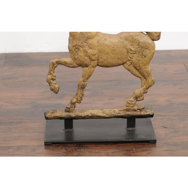 French 1900s Painted Iron Mythological Centaur Sculpture Mounted on Custom Base For Sale - Image 4 of 7