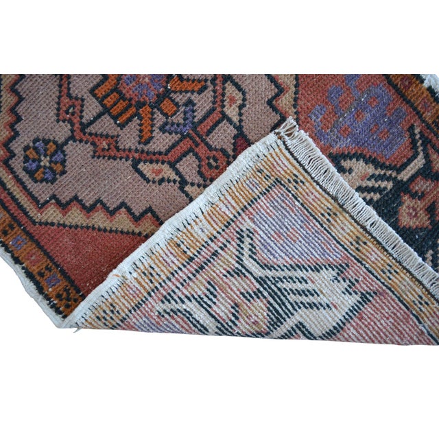 Hand Knotted Small Rug Faded Colors Mat Entry Decor Turkish Rug - 1'7'' X 3' For Sale - Image 6 of 6