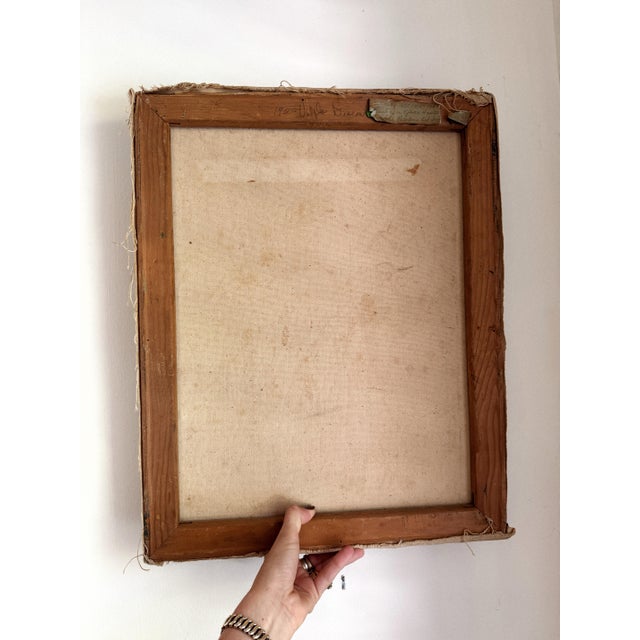 Textile 1950s Midcentury Vintage Portrait of a Young Boy- Oil on Canvas- 16 X 20” For Sale - Image 7 of 9