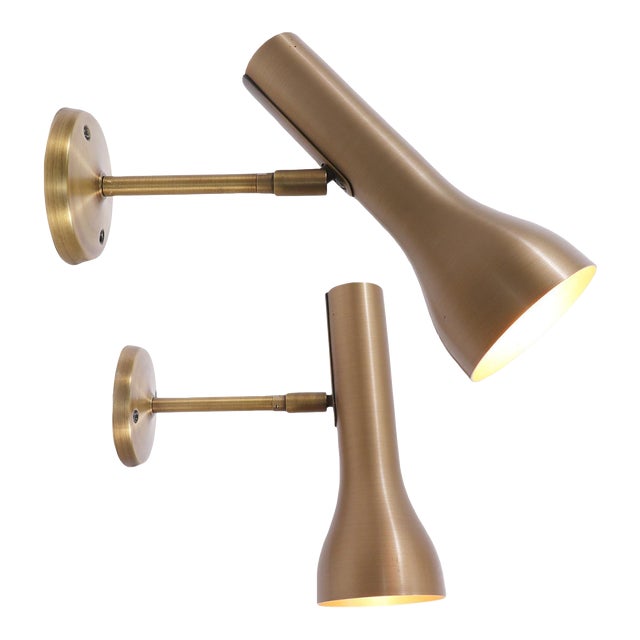 Brass Wall Spots by Lad Team for Swiss Lamps International, Germany, 1960s, Set of 2 For Sale