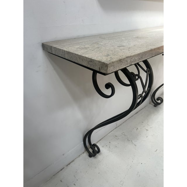 Art Deco Style Console Table in Hammered Wrought Iron, 1900s For Sale - Image 12 of 14