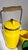 Vintage Yellow Enamelware Milk Pail W/ Cups, Wooden Handle - 4 pcs For Sale - Image 4 of 6